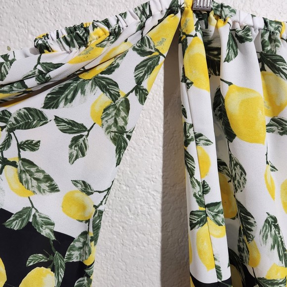 INC White Black & Yellow Flowy Tube Top w/Lemon Print All Over Sz. S - Picture 8 of 11